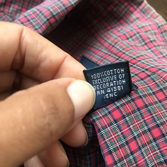 Ralph Lauren Custom Red Cotton Plaid Holiday Long Sleeve Collared Shirt 17 1/2 - Picture 8 of 9